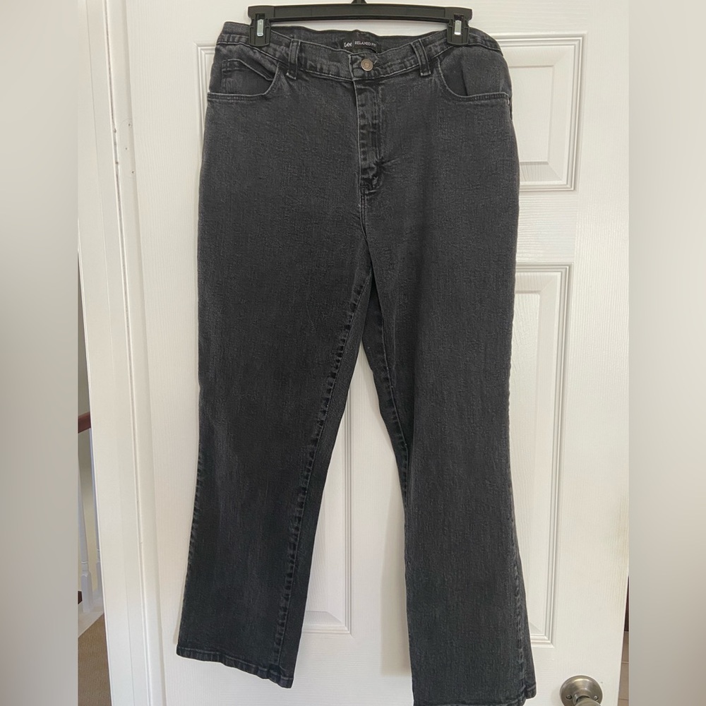 Lee Relaxed Fit Black Distressed Womens Jeans